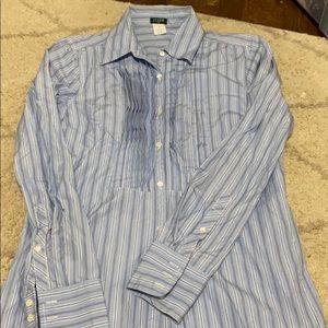 Jcrew blue and white striped shirt